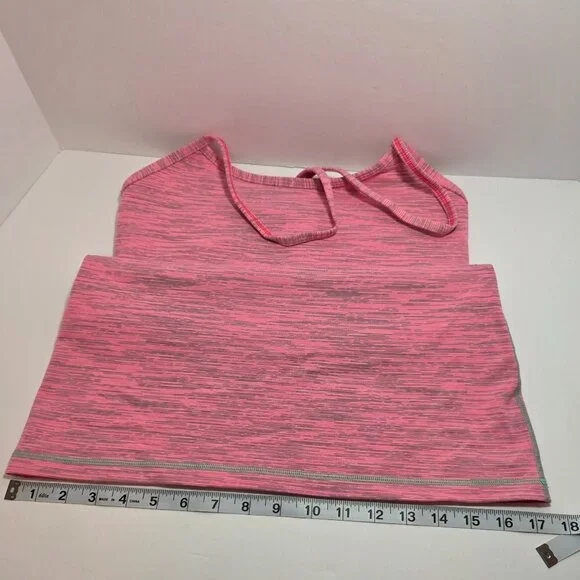 Lululemon Power Y Heathered Pink Racerback Tank w/ Built-In Bra - Picture 9 of 10